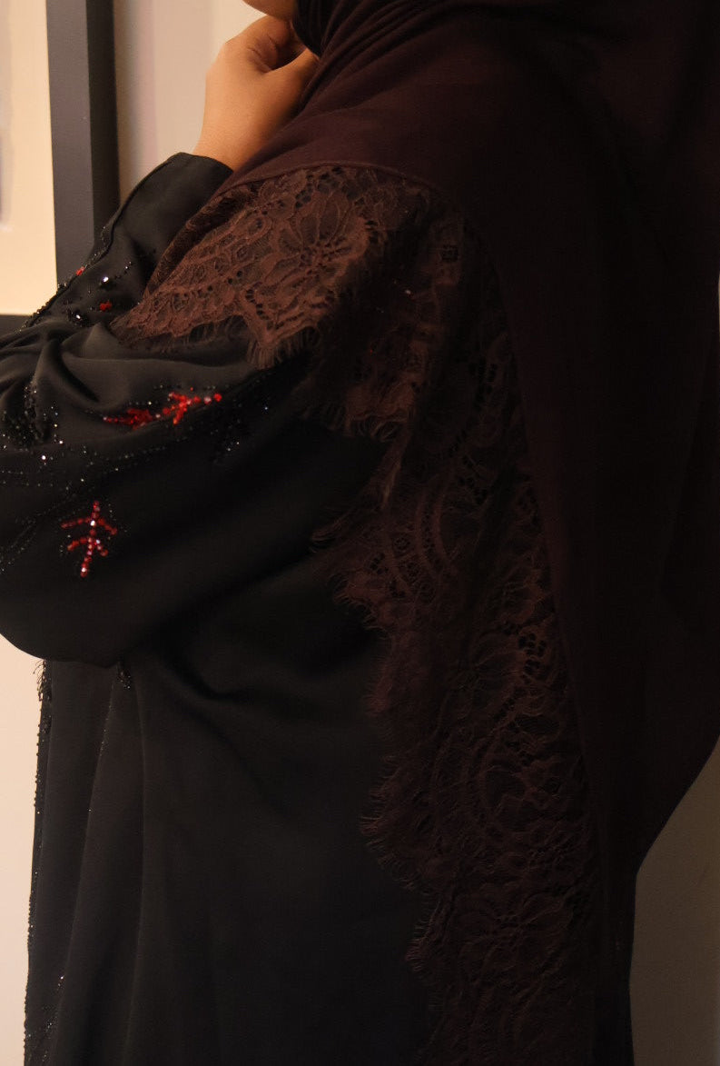 Espresso lace modal hijab